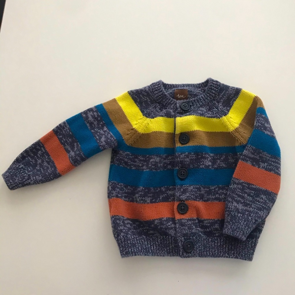 EUC Tea Collection Button-Down Striped Sweater